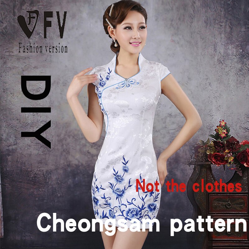 Kleding Patroon Vrouwen Kleding Kleine Cover Mid-Lange Mouwen Cheongsam Snijden Tekeningen 1:1 Fysieke Patroon BQP-3