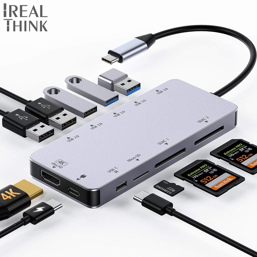 IREALTHINK Dock – adaptateur USB type-c hub Multi ports, connecteur OTG hub Macbook Pro Dock splitter usb 3.0 HUB USB C 3.1