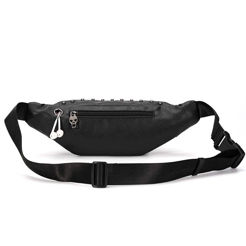 Unisex heuptas pu leren heuptas dames heuptas schedel punk borsttas heren zwarte telefoonhoes tas