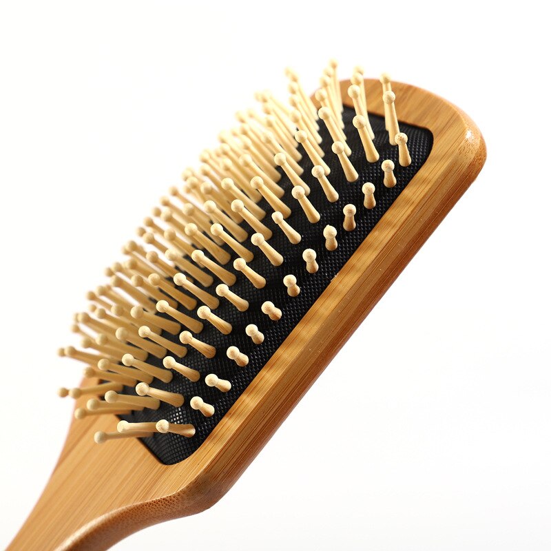 Pente de cabelo encaracolado, pente de madeira natural de bambu liso, saco de ar de massagem, pente caseiro para crianças, cuidados de bebê, escova de cabelo de meninas