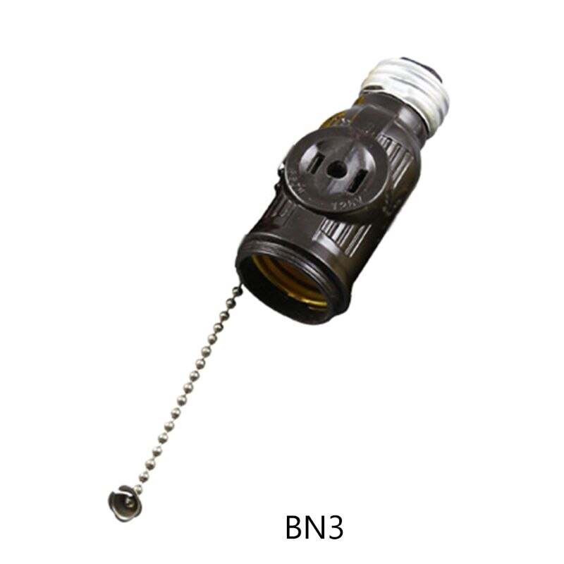 E26 Bulb Socket to 2 Outlet Adapter Light Holder Splitter with/without Pull Chain Switch for Workshop Garage Utility Room