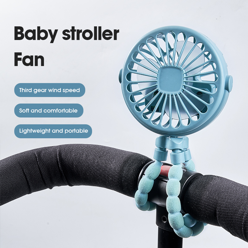 Ventilateur de bureau pliable portable USB, ventilateur de détermination pour poussette de bébé, petit ventilateur de poulpe multifonctionnel muet d'été: Rouge