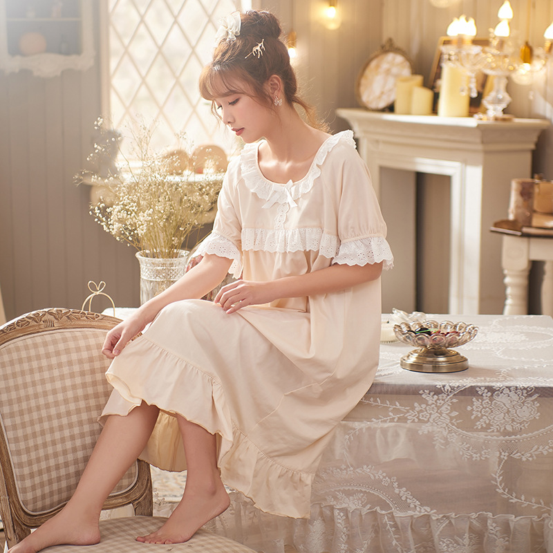 Wikisspjs 2022 Nachtkleding Voor Tiener Meisjes Zomer Stijl Homewear Korte Mouw Nachthemd Homewear Vrouwen Nachtkleding