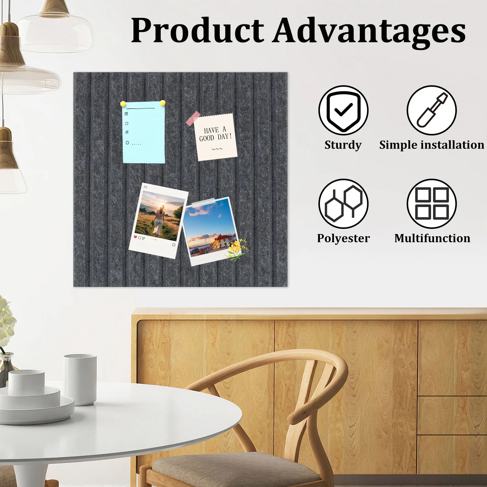12 Stuks Vilt Bulletin Board Zelfklevende Vilt Kurk Board Tegels 11.8×11.8 inch Muur Decoratieve Pin Board Opvouwbare Foto Board