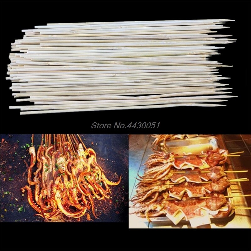 1 pakke bbq tilbehør bambus spyd grill shish kabob træpinde grill bbq værktøj churrasco grill grillmåtter