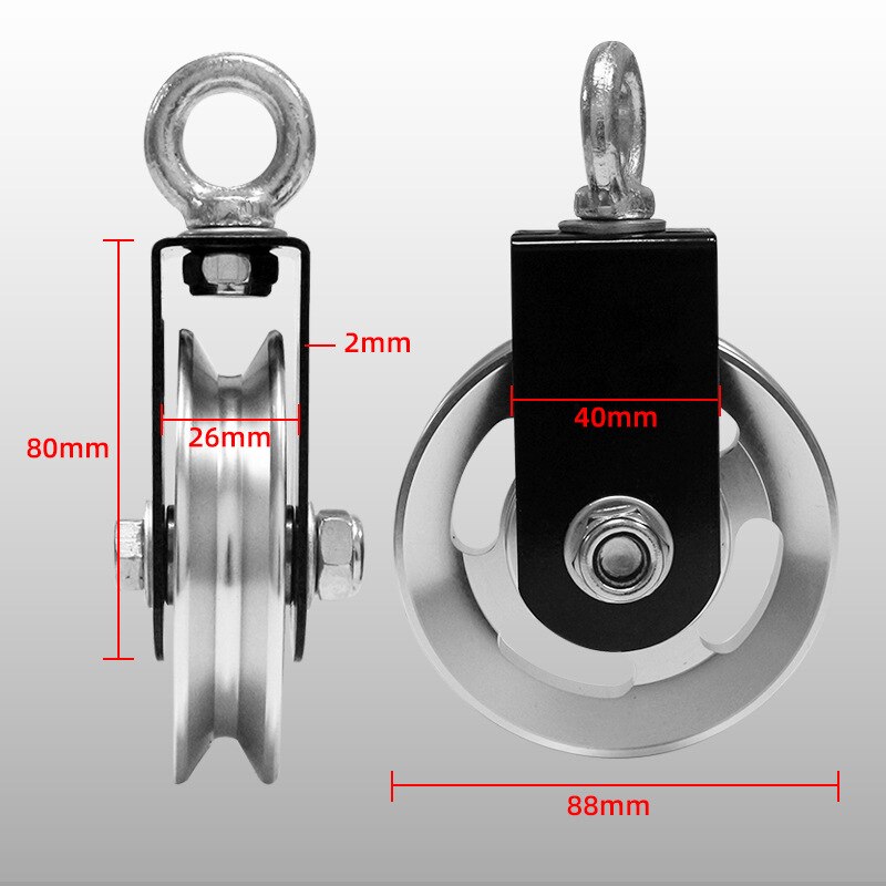 73-95mm Lagerbier Heben Fitnessstudio Rolle Stille U bilden Hängen Rad Fitness Festigkeit Ausbildung Zubehör Schwere Traktion Rad: 88mm