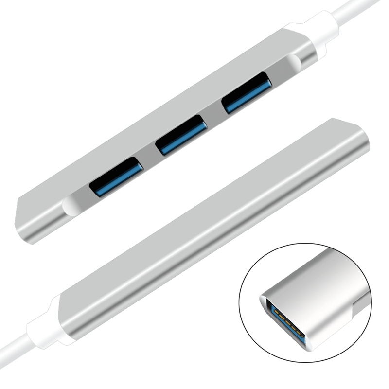 Type-C Tot 4 Usb Hub Expander Ultradunne Mini Draagbare 4-Port Usb 3.0 Hub Usb power Interface Voor Macbook Laptop Tablet Compute