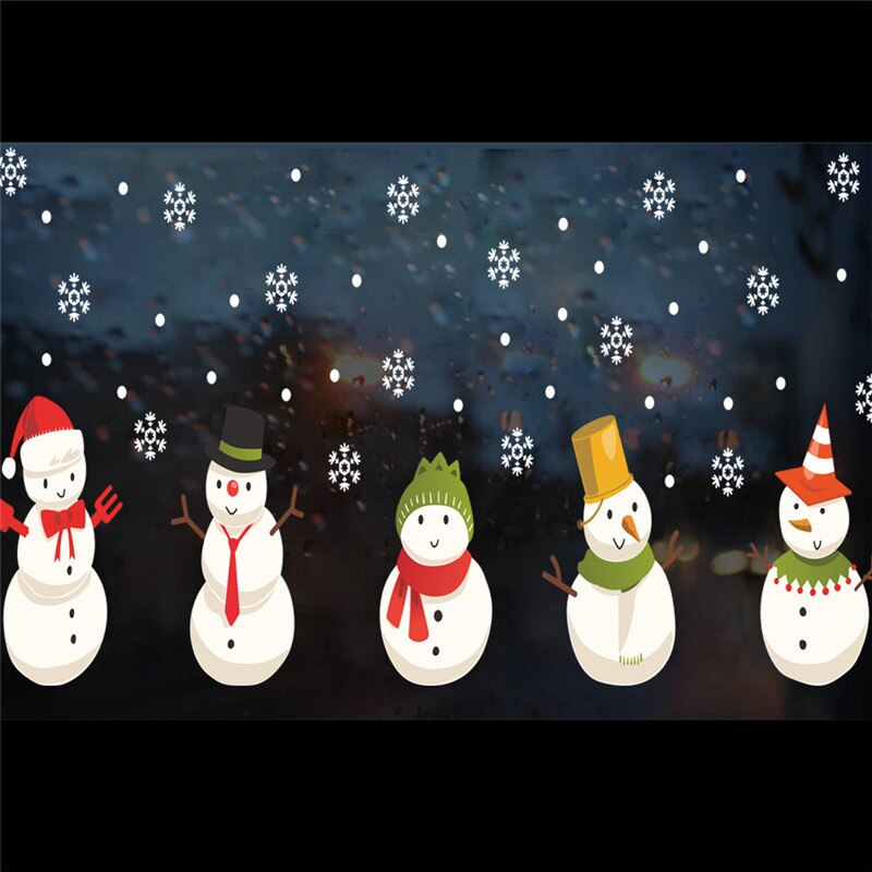 Kerst Elements Muurstickers etalage Office Home Decoratie Diy Kerstman Rendier Sneeuwpop Xmas Tree Snowfake Decal: xmas113