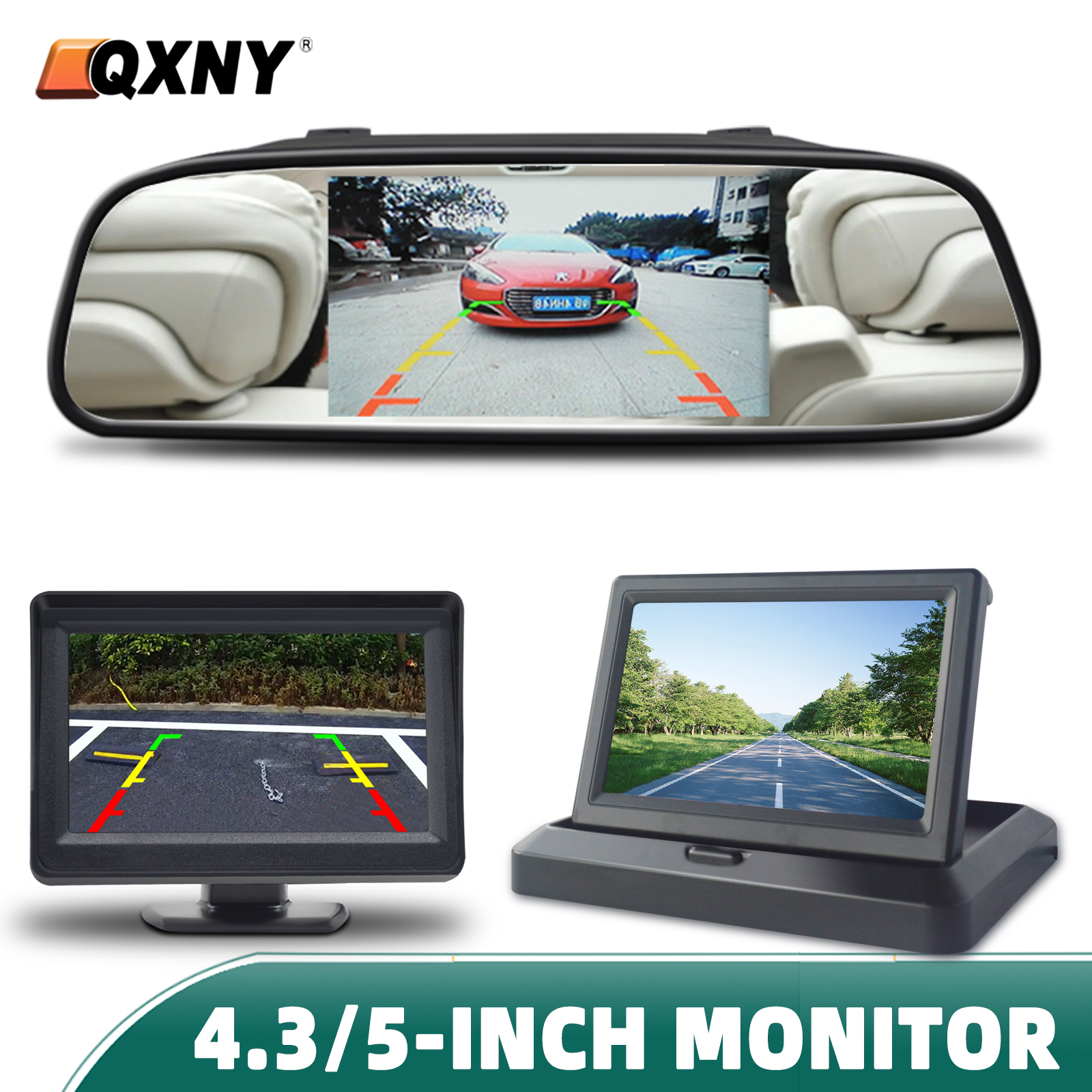 monitor samochodowy HD 4.3/5 cali, składany wyświetlacz LCD HD robić parkowania, robić pojazdów, ciężarówek, vanów, kamperów, kamera cofania.