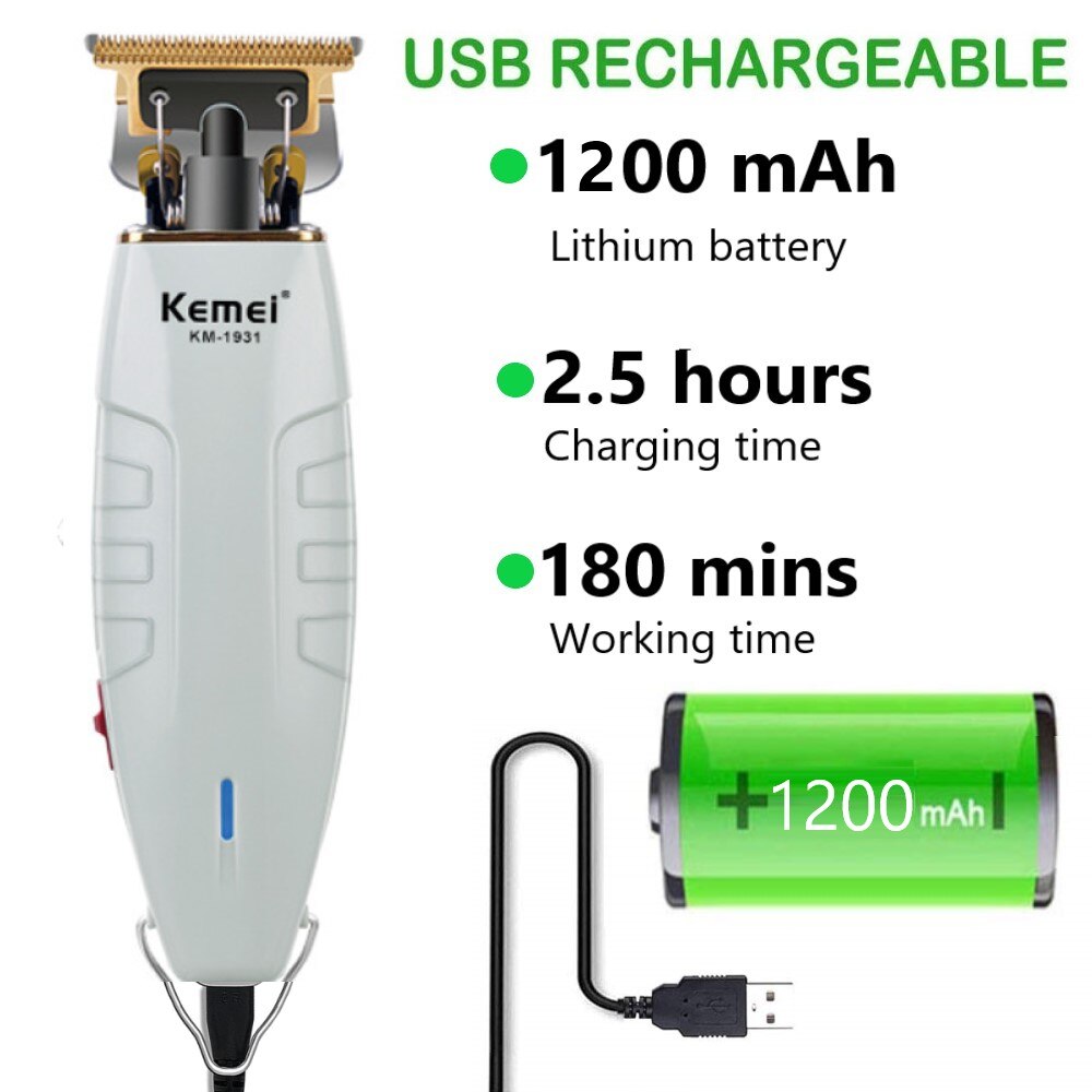 Kemei-Afeitadora eléctrica Original para hombres, máquina de afeitar potente para Barba y pelo, cabeza de baldas, acabado, se desvanece