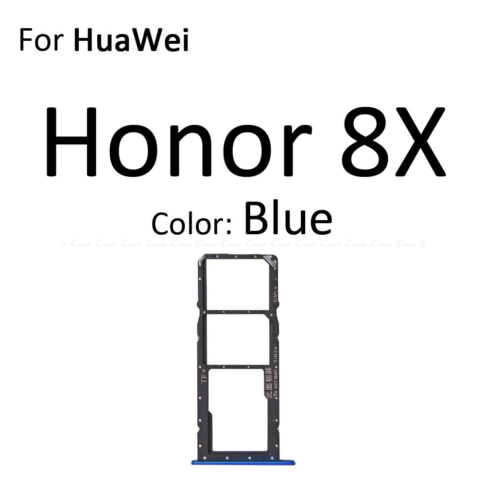 Sim Card Socket Slot Tray Reader Holder Connector Micro SD Adapter Container For HuaWei Honor 8C 8X 8A Pro Replacement Parts: For Honor 8X Blue