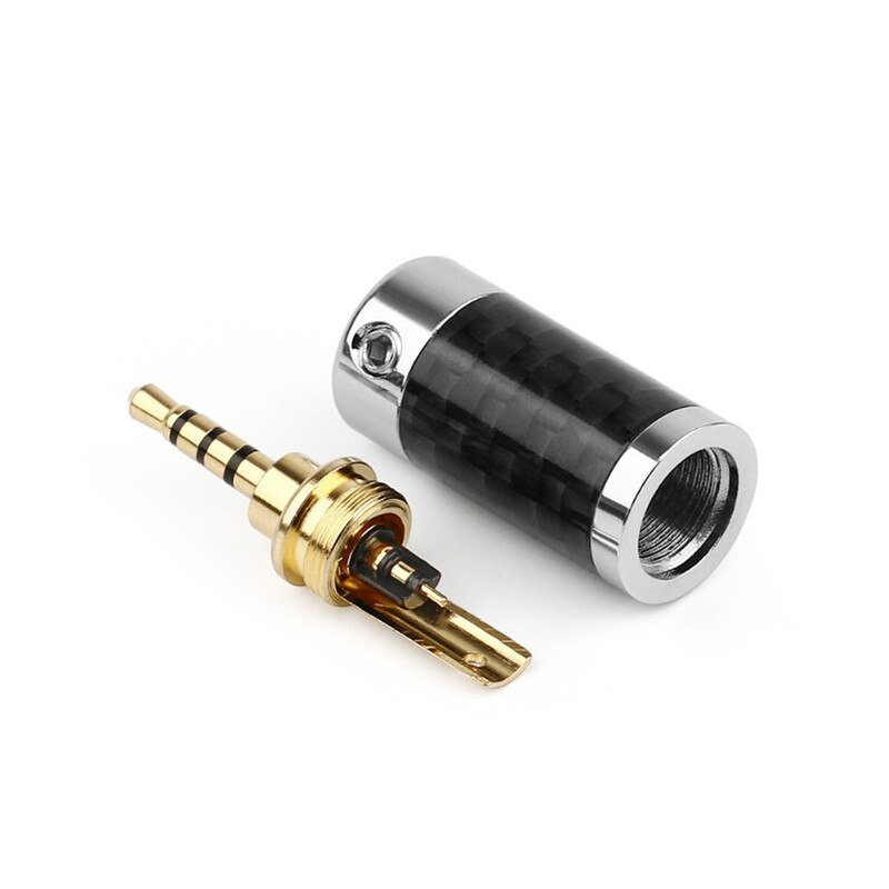 2.5 mm Jack Headphone Plug 4 Pin 2.5mm TRRS Connector Carbon Fiber Audio Adapter Male For Soldering 6.2mm Earphone Cable