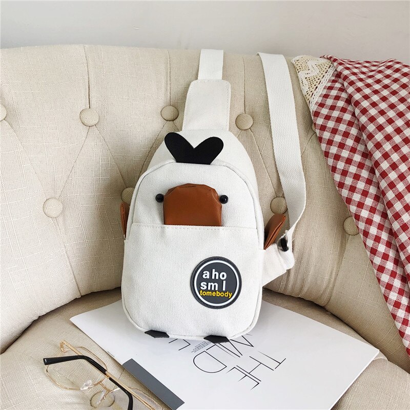 Crossbody tassen voor vrouwen casual canvas borsttas koreaanse trendy schoudertas: Wit