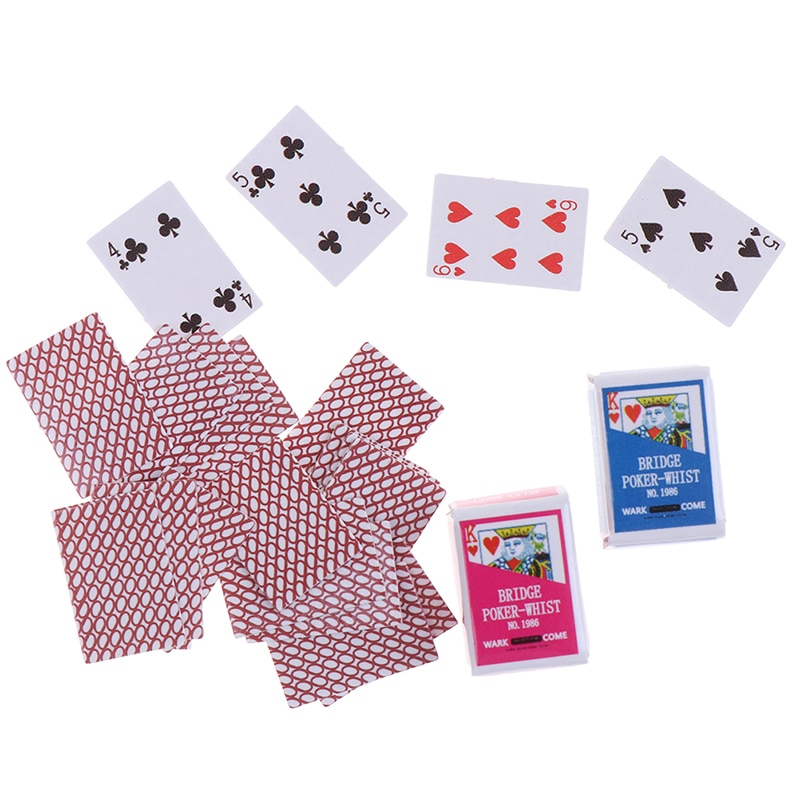 Śliczne 1:12 miniaturowe gry poker mini Dollhouse karty robić gry miniaturowe dla lalek akcesoria robić dekoracji wnętrz