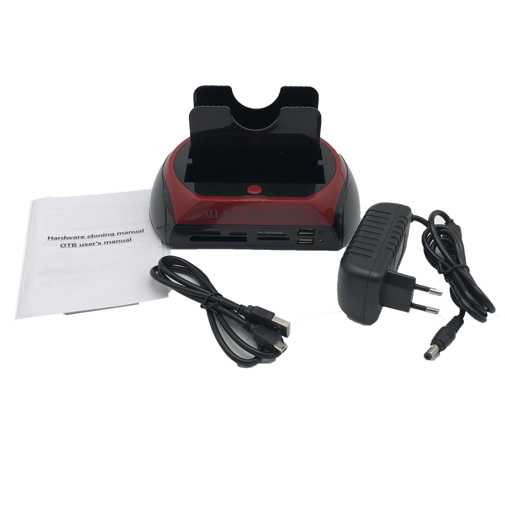 Docking Station HDD multifunzionale Dual USB 2.0 2.5/ 3.5 pollici IDE SATA scatola HDD esterna lettore di schede per unità disco rigido