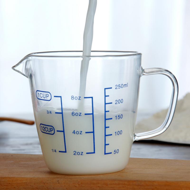 High Borosilicate Heat-resistant Glass Measuring Cup Children's Milk Cup With Scale Microwave Transparent Scale Cup With Lid