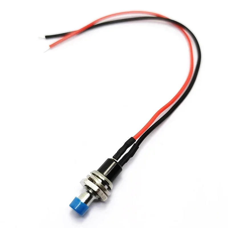 5Pcs Round PBS-110 Button Power Switch ON OFF 7mm Momentary Self-resetting Push Button Switch with 20cm Wire: Brown