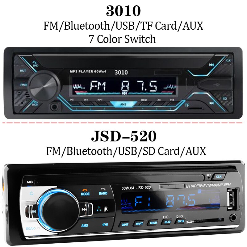 SINOVCLE-reproductor de MP3 estéreo para coche, dispositivo de Audio de 1din con Bluetooth, receptor FM 60Wx4 con Control remoto AUX/USB/tarjeta TF en Kit de tablero