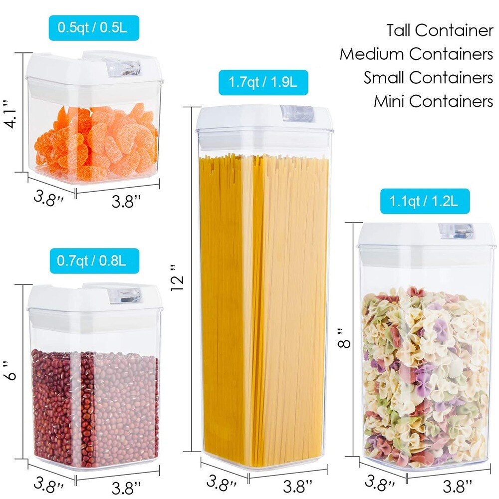 1PCS Airtight Cereals Storage Containers with Lid-Plastic Transparent Sealed Kitchen Vacuum Box Bulk Food Refrigerator Organizer