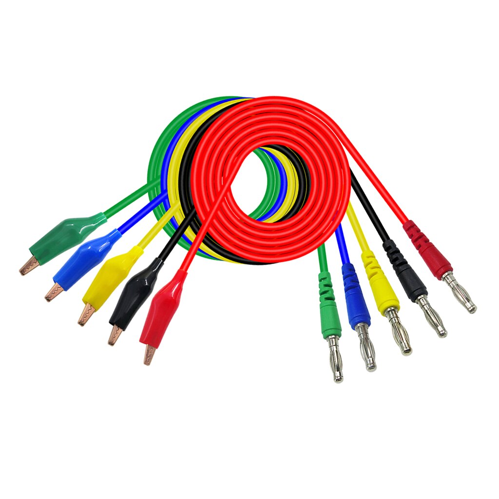 5 Pcs Elektrische Test Kabel, Banana Plug Alligator Clip-Krokodil Clips Test Jumper, Heavy Duty