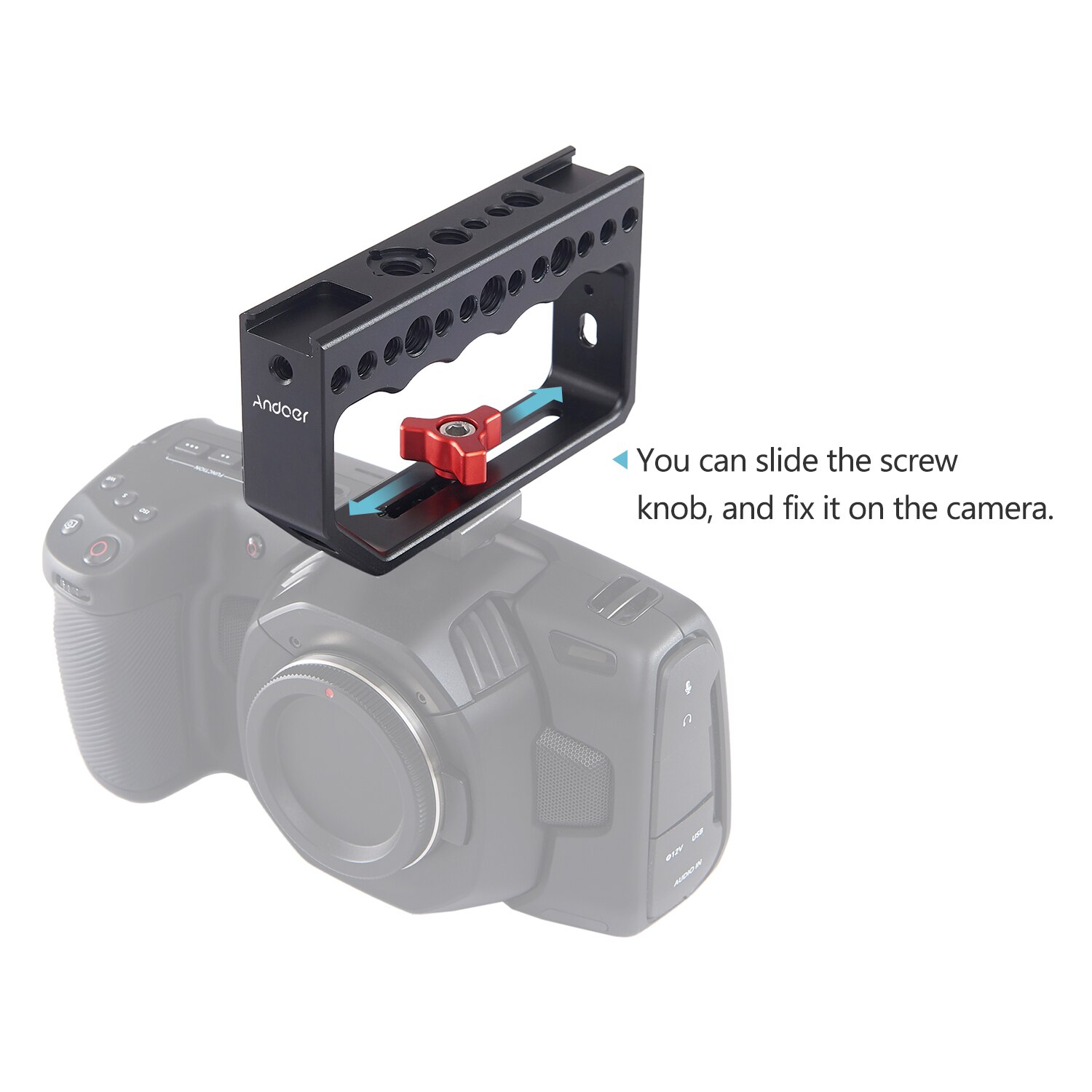 Andoer câmera alça superior alça queijo com sapata fria montagem equipamento de estabilização vídeo para câmera gaiola luz microfone dslr