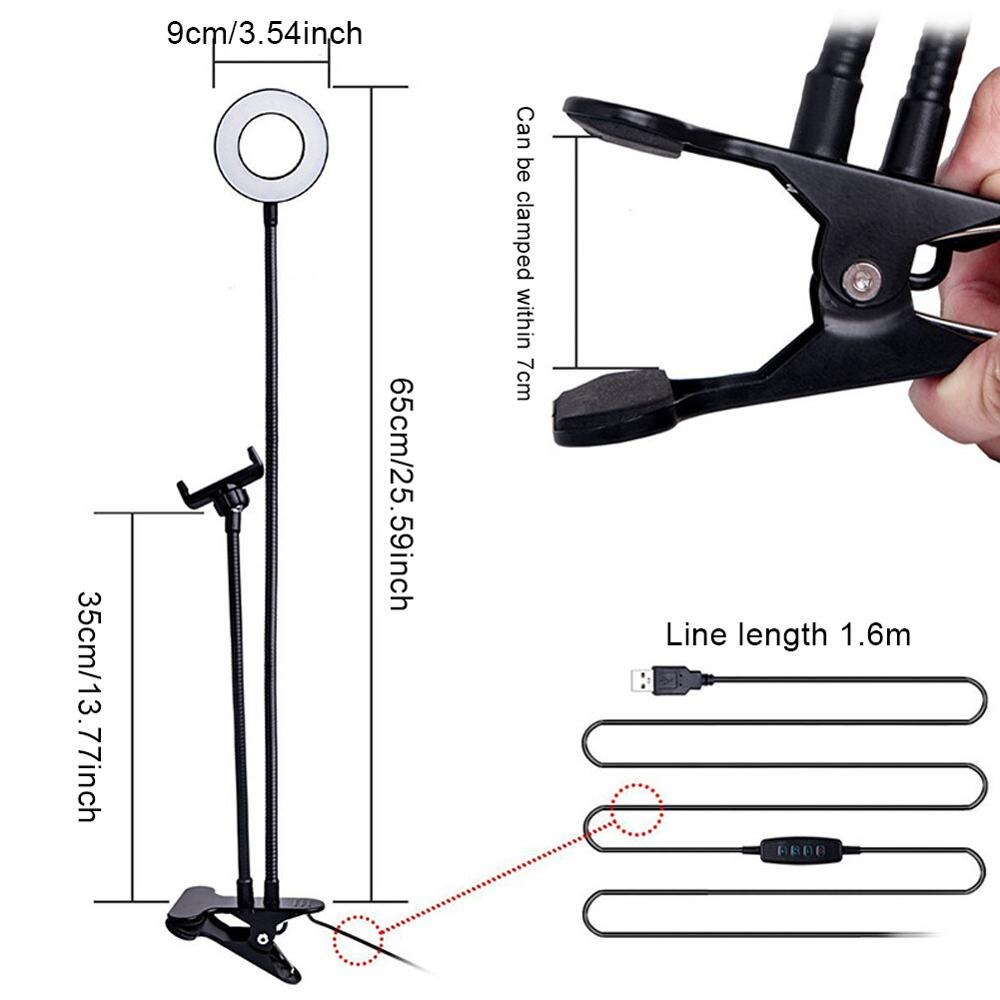 24 Led Multi-Positie Aanpassing Multifunctionele Mobiele Telefoon Clip Live Vullen Licht Desktop Rotatie Schoonheid Lamp 2-In-1 Lui Brack