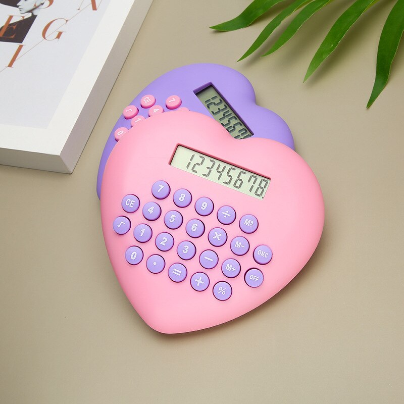 Multi-function 8-bit Calculator Love Computer Font Clear Plastic Keys Student Supplies Cute Calculator