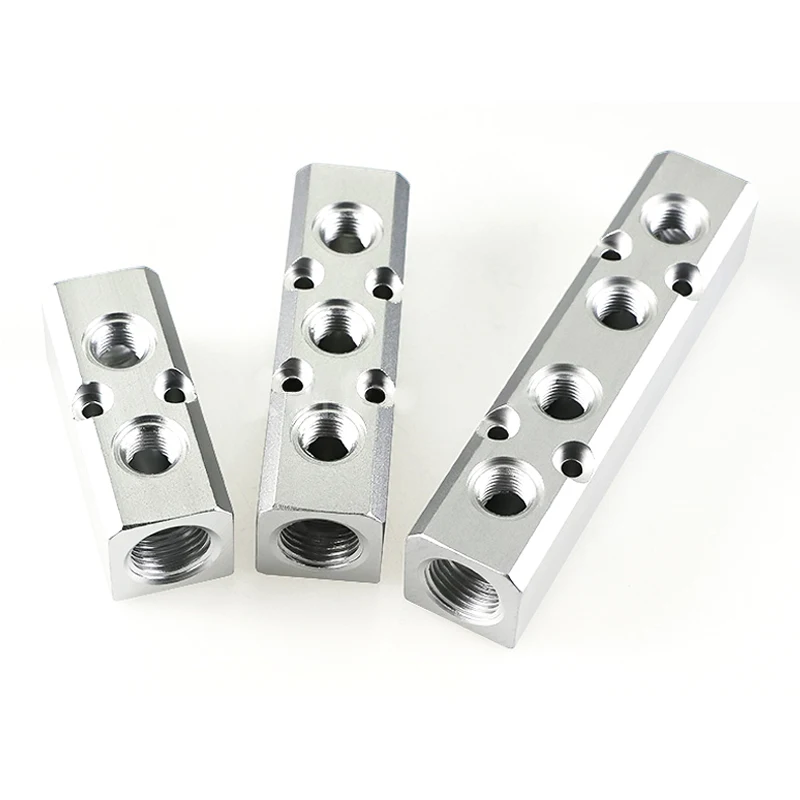 PT Thread Port 2 3 4 5 6 Way Pneumatic Quick Connector Air Hose Aluminum Manifold Block Splitter Connector Fittings
