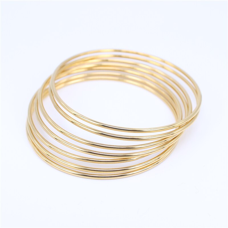 Meerdere Stijl Opties Breedte 2-3Mm 316L Rvs Armbanden Niet Vervagen Vrouwen 7 Stuks/set Combinatie LH583: gold color 7pcs 2mm