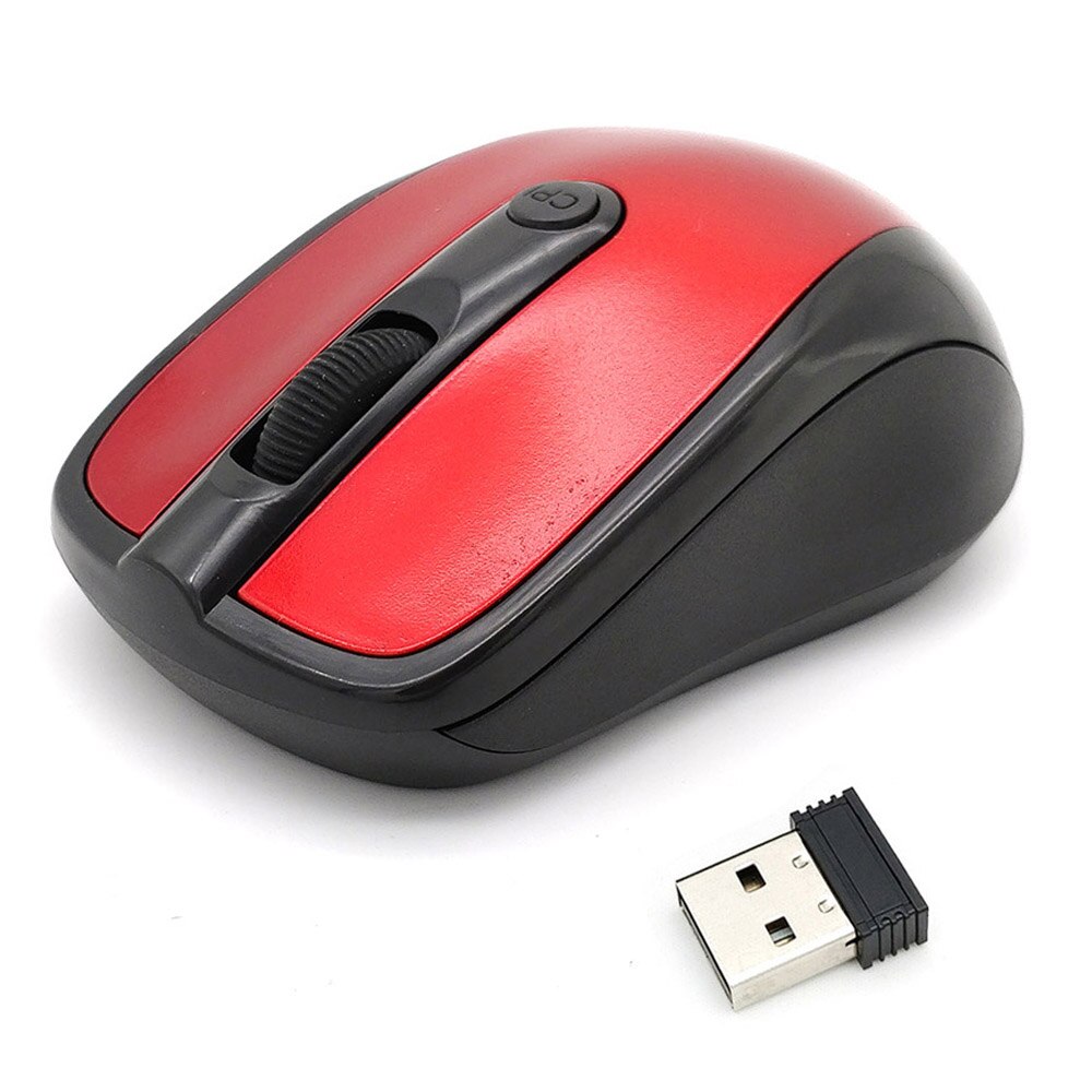 Ratón óptico inalámbrico de 2,4G, ergonómico, duradero para ordenador portátil, periféricos universales para ordenador: Rojo
