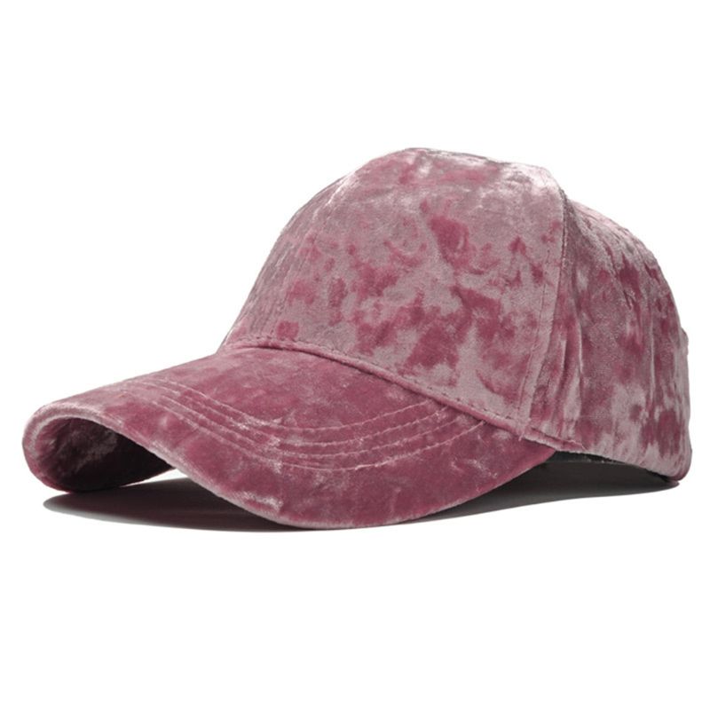 Women Men Winter Faux Velvet Baseball Cap Shiny Solid Color Hip Hop Snapback Hat 28GD: Pink