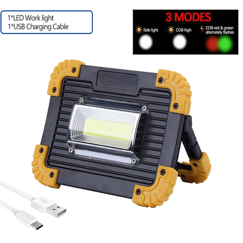 100W Portable Spotlight USB Led Work Lamp Worklight Flashlight Rechargeable 18650 Battery Outdoor Camping Emergency Light: TYPE C / with 2 batteries
