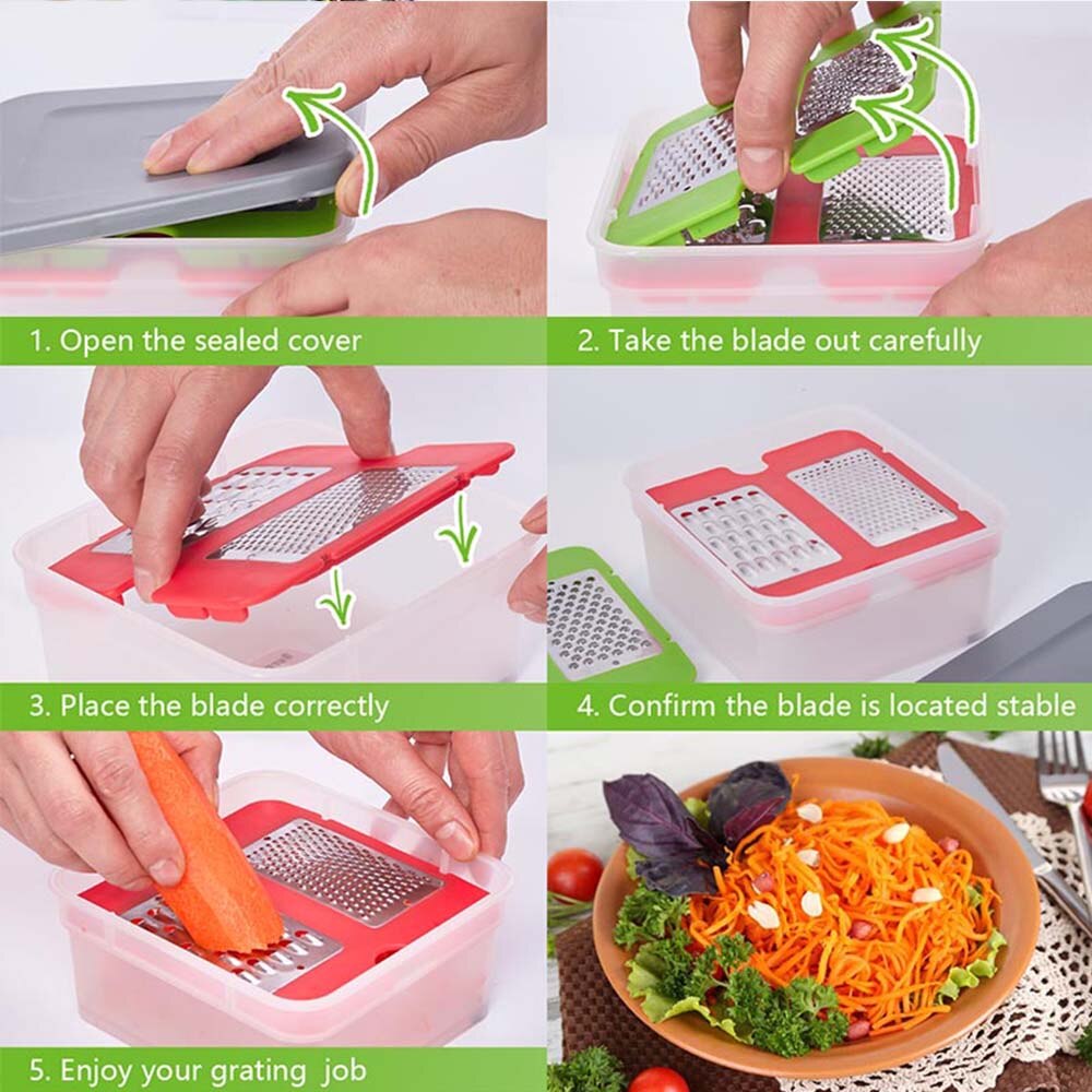 4-in-1 Multifunctional Slicer Vegetable Cutter With Steel Blade Potato Peeler Carrot Cheese Grater Kitchen Accessories Tool