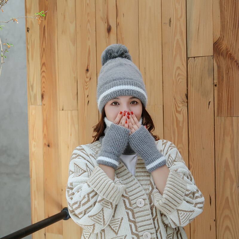 Ensemble de 3 pièces écharpe, chapeau, gants, ensemble chaud d'hiver, bonnet, écharpes, accessoires d'hiver pour femmes