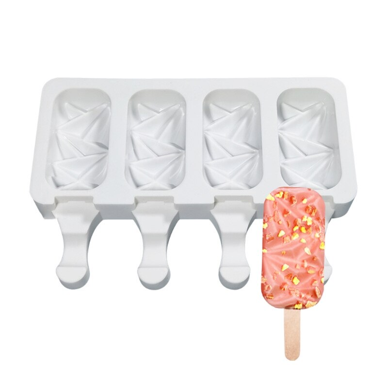 Mold Stripe Silicone Ice-Pop Molds 2/4/8 Cavities Homemade DIY Ice Cream Maker Reusable Easy Release