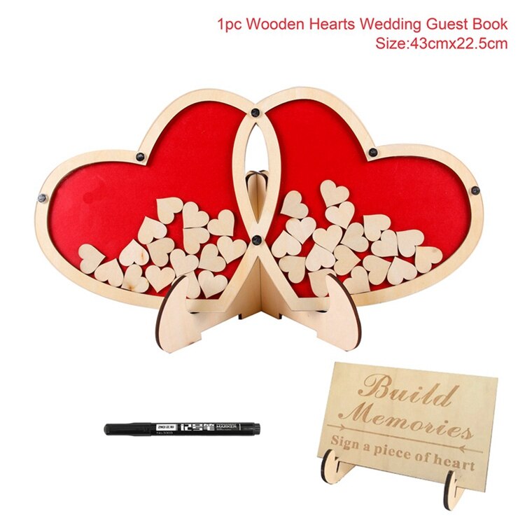 QIFU Wooden Guest Book Sign Love Romantic Wedding Guest Book Party Decoration Wedding Guestbook Wedding Book For The Guests: Default Title