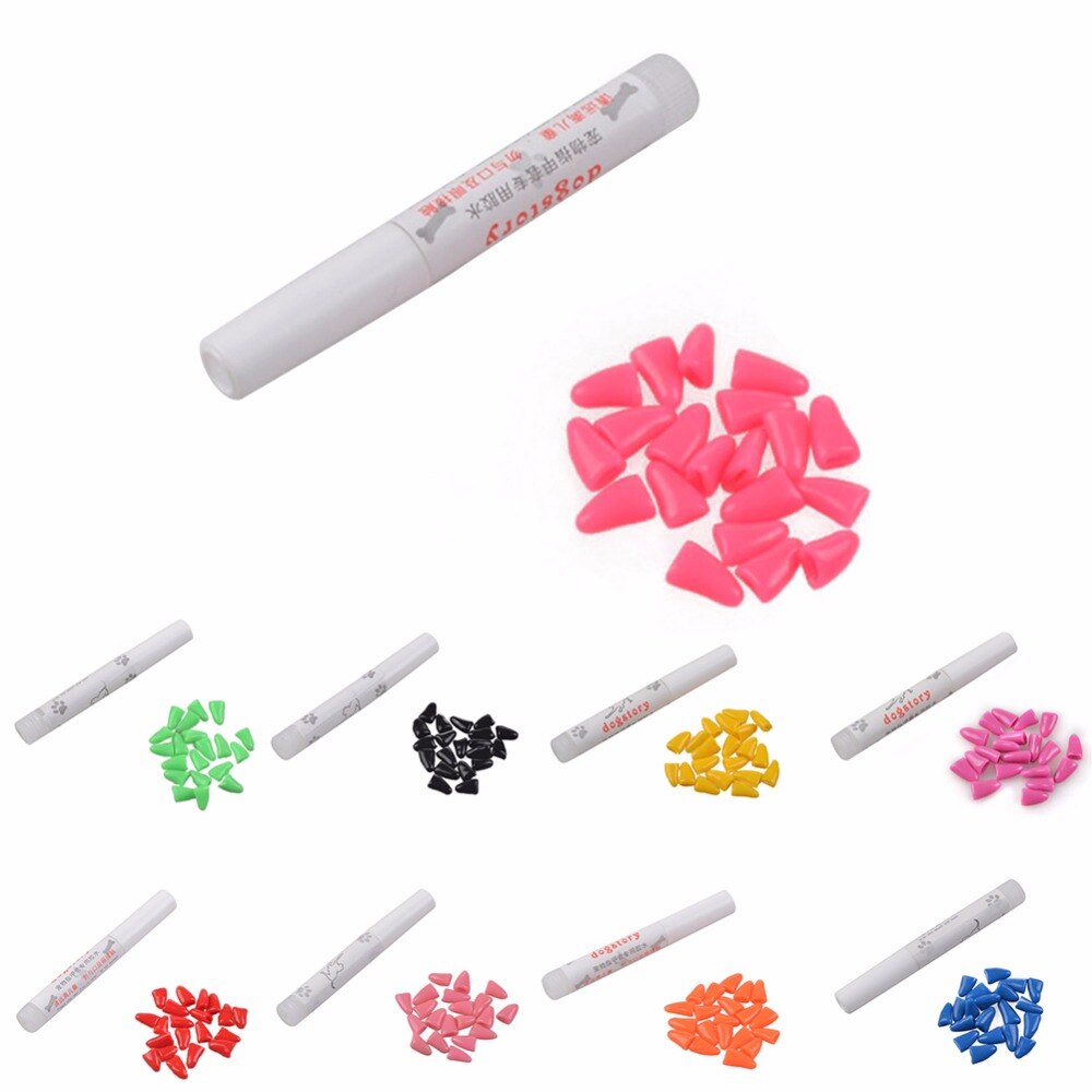 20 stuks siliconen zachte nagelkapjes voor katten, nagelbeschermer voor kattenpoten, 6 kleuren, maat xs-l, voor verzorgingsaccessoire voor katten