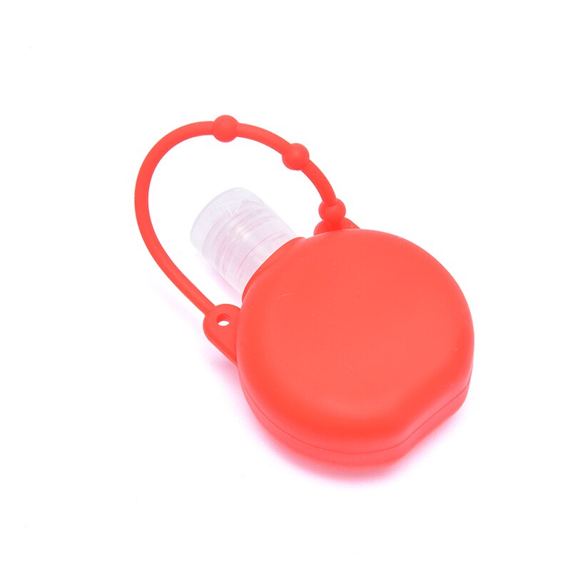 5 stuks 30ml siliconen ronde fles sleutelhanger handwasgel dispenser sleutelhanger handdesinfecterend middel schooltas sleutelhanger: Rood
