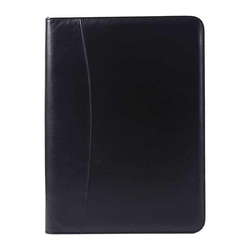 A4 Portable File Folder with Calculator Binder Organizer Manager Office Document Pad Briefcase PU Leather Padfolio Bag: Black