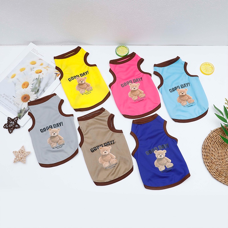 Ropa para perros de oso de dibujos animados, disfraz bonito de algodón para perros, camiseta para mascotas, chaleco para gatos para cachorros, perros pequeños y medianos, XS-XXL para perros Shih Tzu