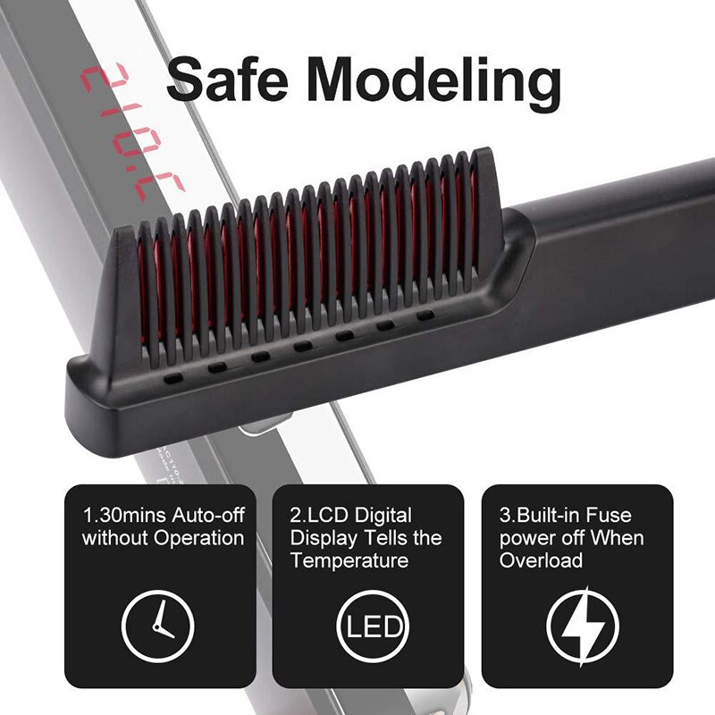 3 IN1 LCD Beard Straightener Hair Straightener Comb Electric Iron Hair Brush Straightener Beard Salon Beauty Supply