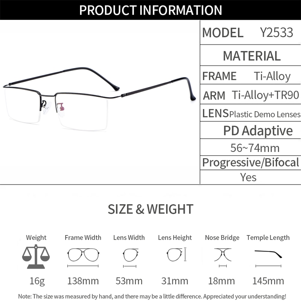 Gmei Optical Ultralight Titanium Alloy Glasses Frame Square Eyewear Flexible Temple Legs IP Electroplating Y2533