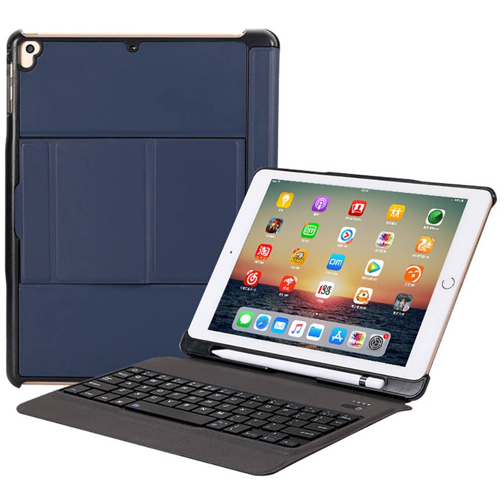 Backlit Detachable Keyboard for iPad 9.7 inch Air Air2 5th 6th 5 6 Case PU Leather Protective Cover for iPad Pro 9.7": Blue