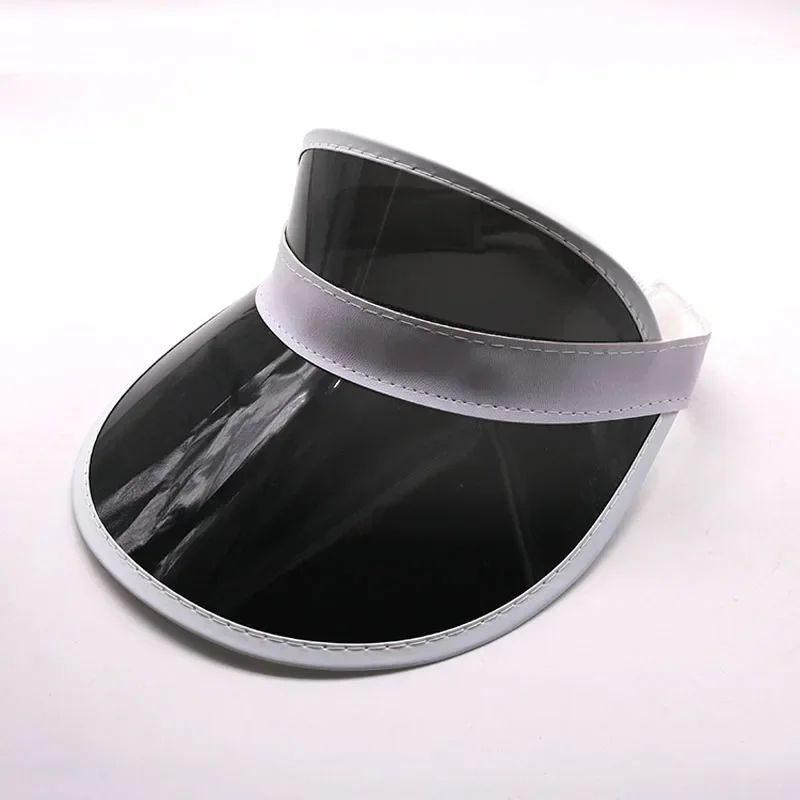 Outdoor Casual Green Color Transparent Anit-uv Plastic Face Sun Shield Hats Sun Visor Hats Golf Cap Rain Hat: black