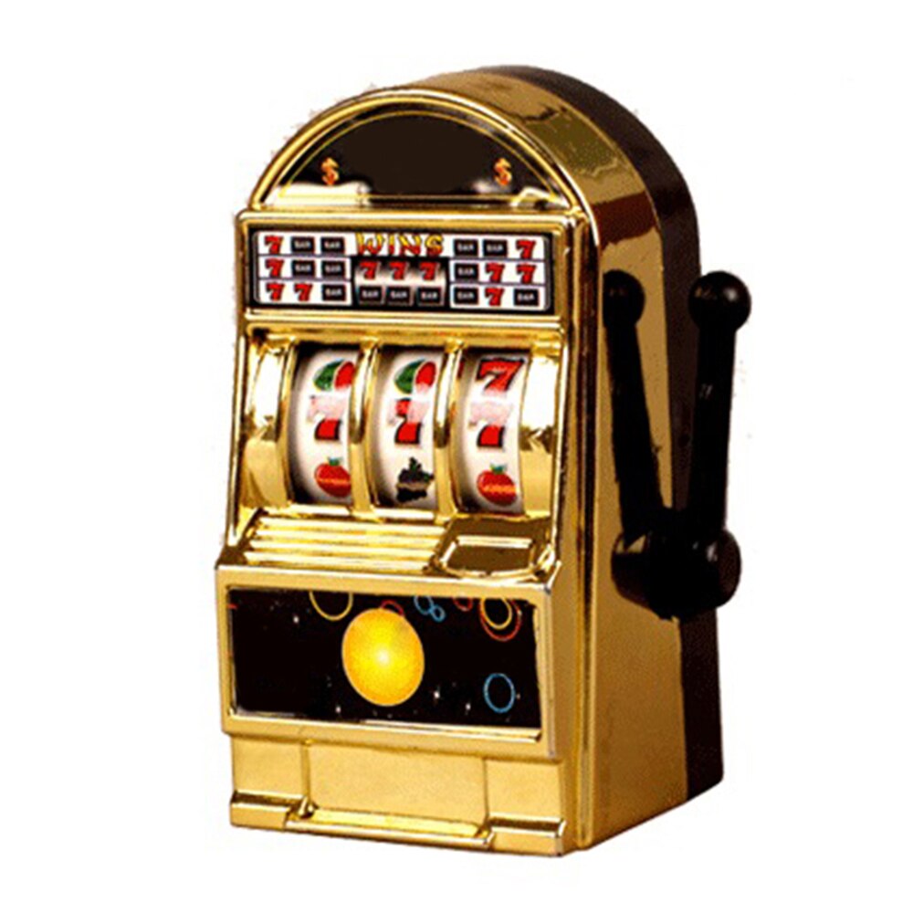 Vintage mini lille spillemaskine enkel spillemaskine legetøj plastmateriale 5*4.5*8.5: Guld