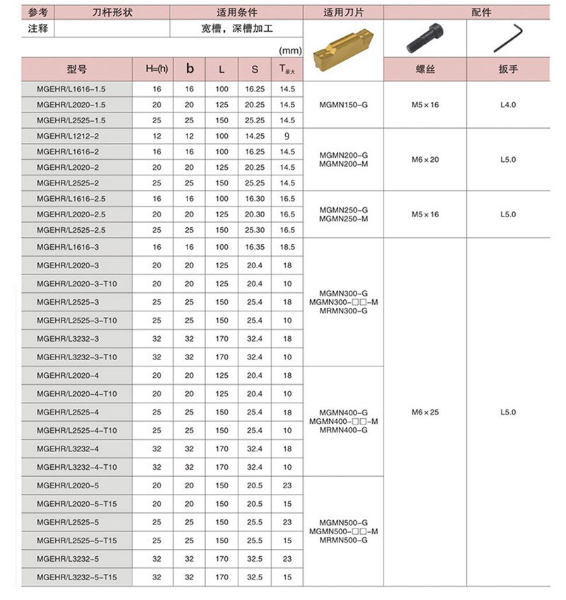 MGEHR1616 MGEHL1616 Turning tool holder Grooving turning tool holder Spring steel MGMN150-G MGMN200-G MGMN300
