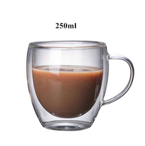 Water Fles Koffie Cup Hittebestendige Dubbele Wand Glazen Beker Bier Handgemaakte Melk Citroensap Cup Drinkware Thee Mokken: B 250ml