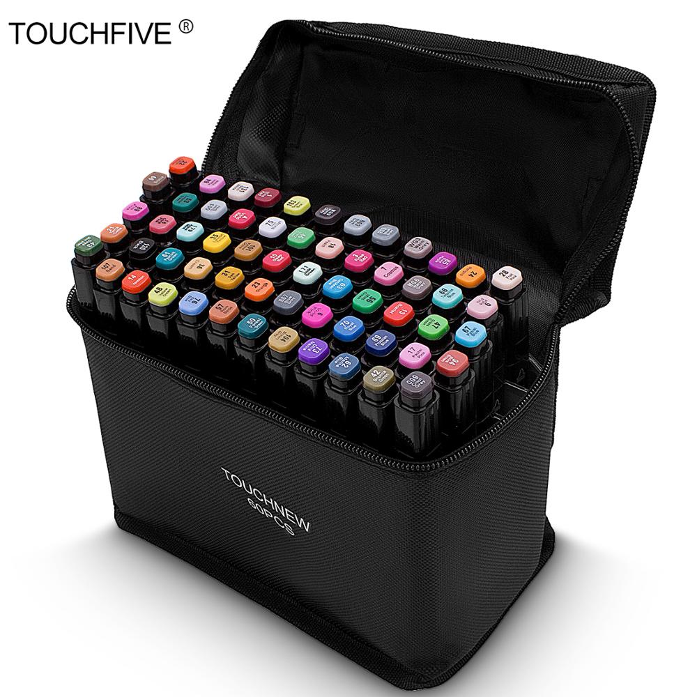TouchFive Black Body Marker Pen Set Graphic Sketch Art Markers Double Headed Alcohol Based Artist Pen Painting Supplies