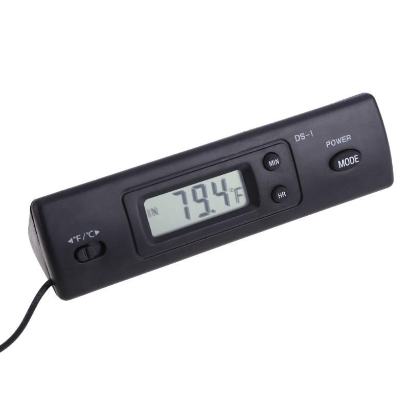 Digital Thermometer Clock Digital Indoor/outdoor two-way temperature Car Home Office Fridge Temperatura Meter Black Mini DS-1