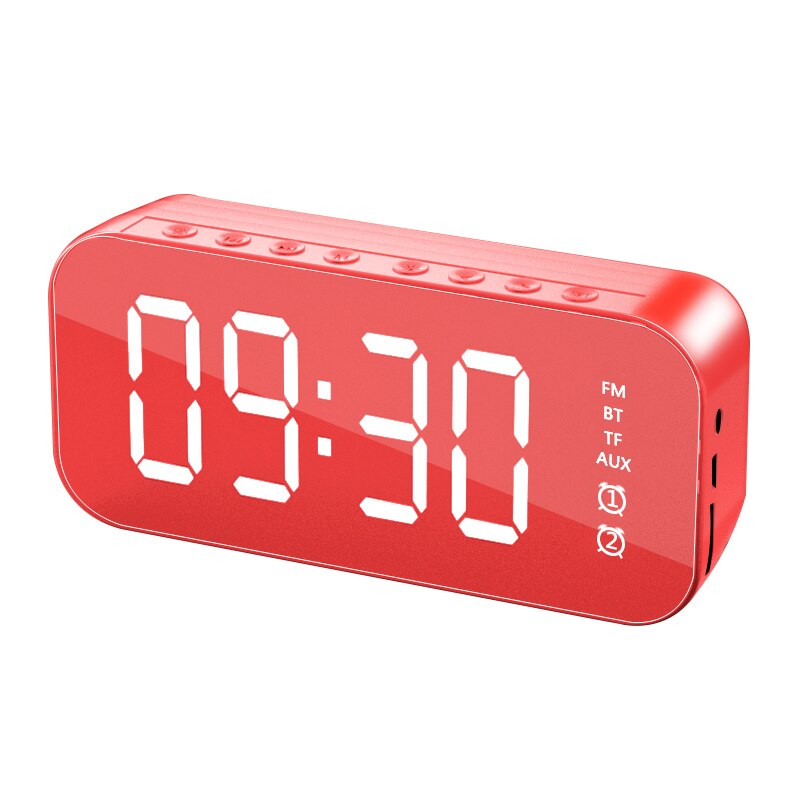 Multifunction LED Digital Dual Alarm Clock Bluetooth Speaker With FM Radio LED Mirror Wireless Music Player Snooze Temperature: 4